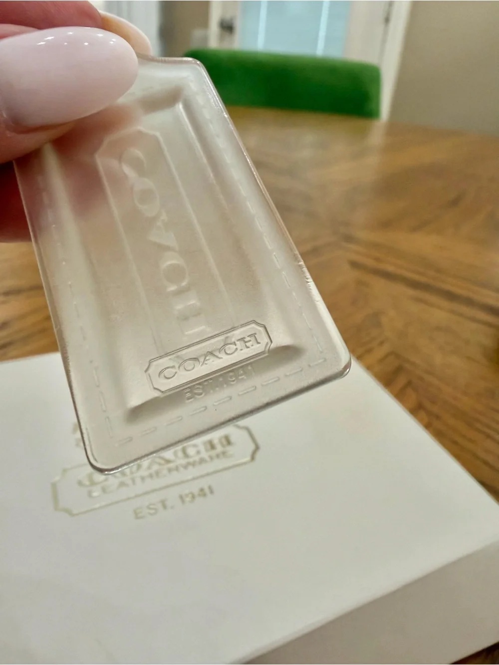 Coach Poppy Acrylic Fogged Clear Hang Tag Charm